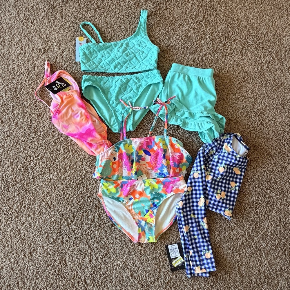 Target Art Class Cat & Jack Swim Bathing Suit Bundle Lot Girls Large 10/12 NWT